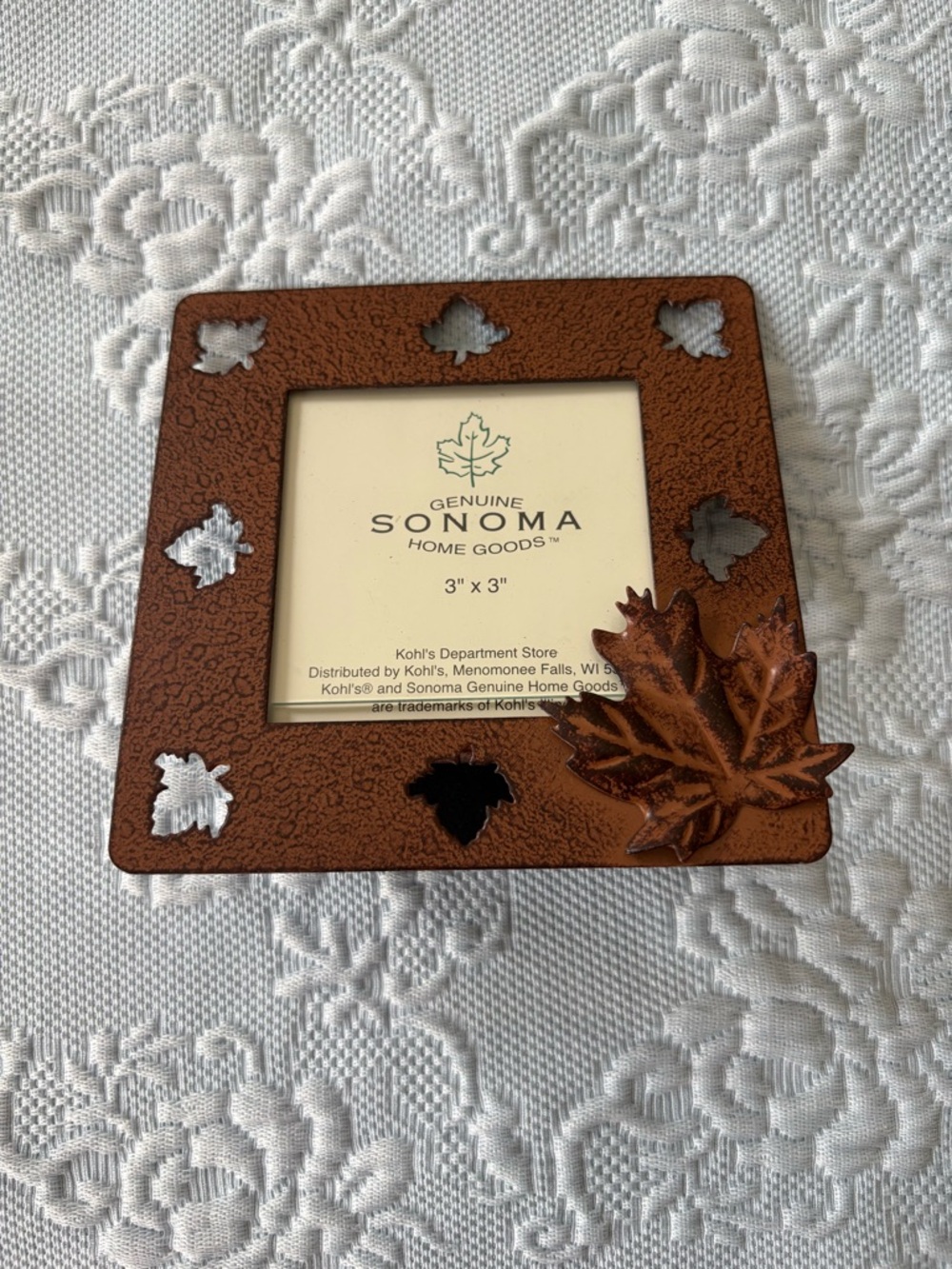Brown Leaf Accent Photo Frame - 3 x 3